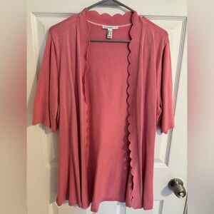 Isaac Mizrahi Rose Pink Scalloped Cardigan - Large